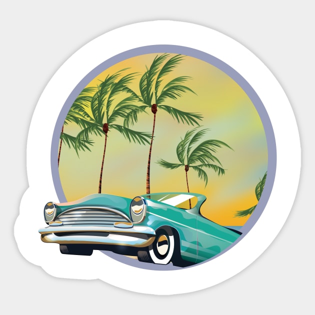 American Car in the Sunset Sticker by nickemporium1